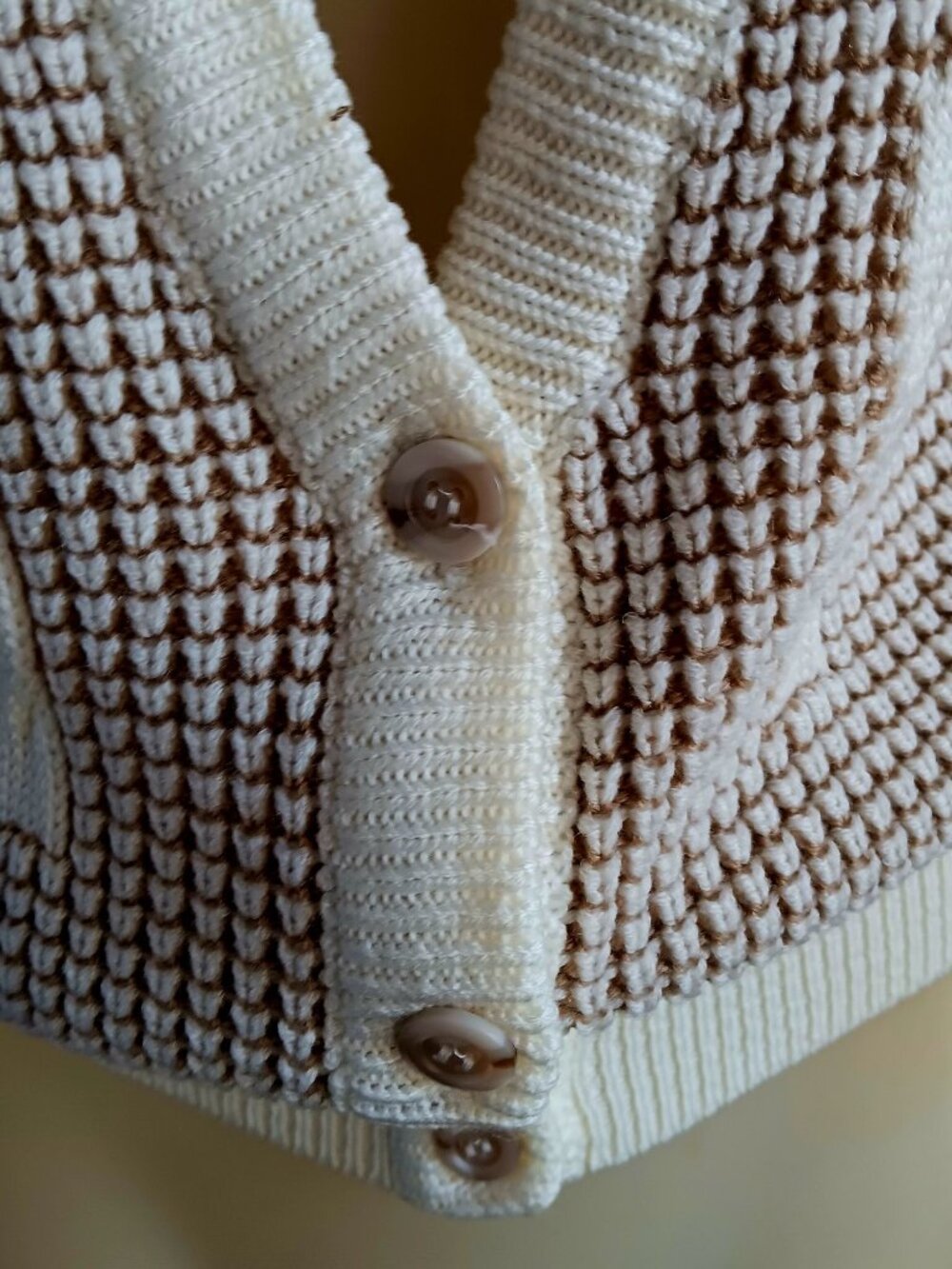 True Vintage Small Knit Cardigan Sleeveless Textured Vest 1990's BLake Mom